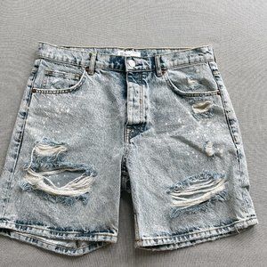 Zara Distressed Denim Shorts - Light Blue